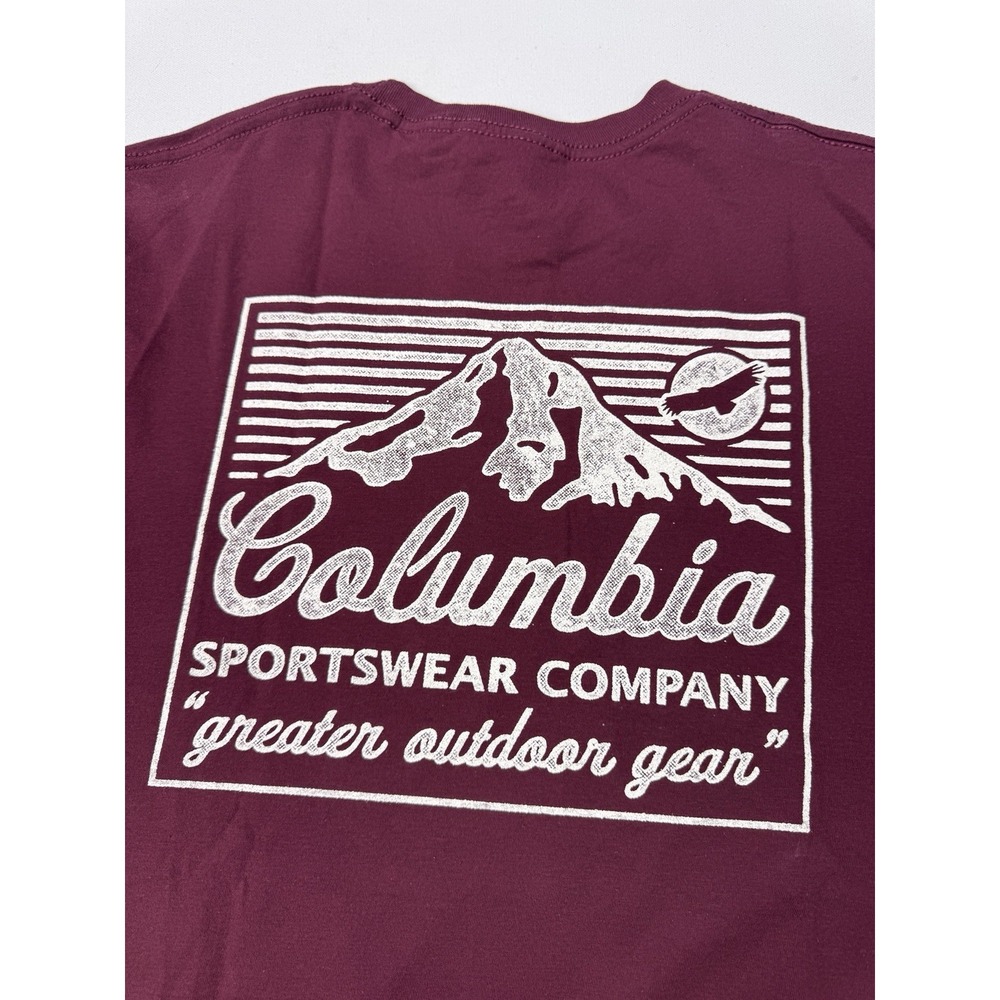 Columbia Mountain Graphic T-Shirt Mens Medium Maroon Short Sleeve NWT Outdoor